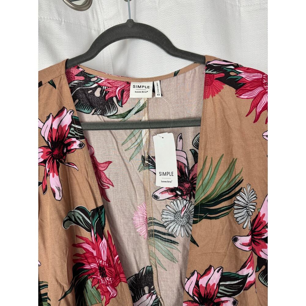 Simple Suzanne Betro Floral Kimono Boho Tropical Bell Sleeve 4X - Picture 5 of 7